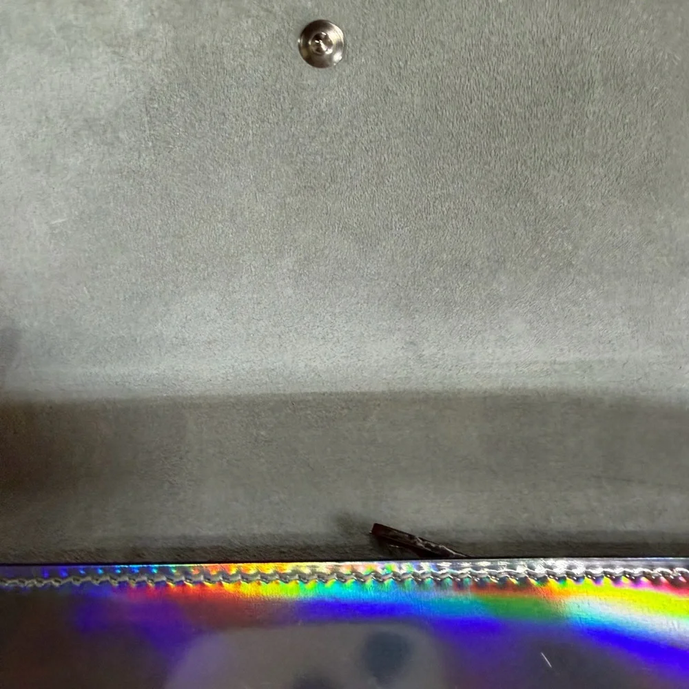 CHRISTIAN LOUBOUTIN SILVER HOLOGRAPHIC BOUDOIR STUDDED BAG WITH COA - Picture 4 of 15